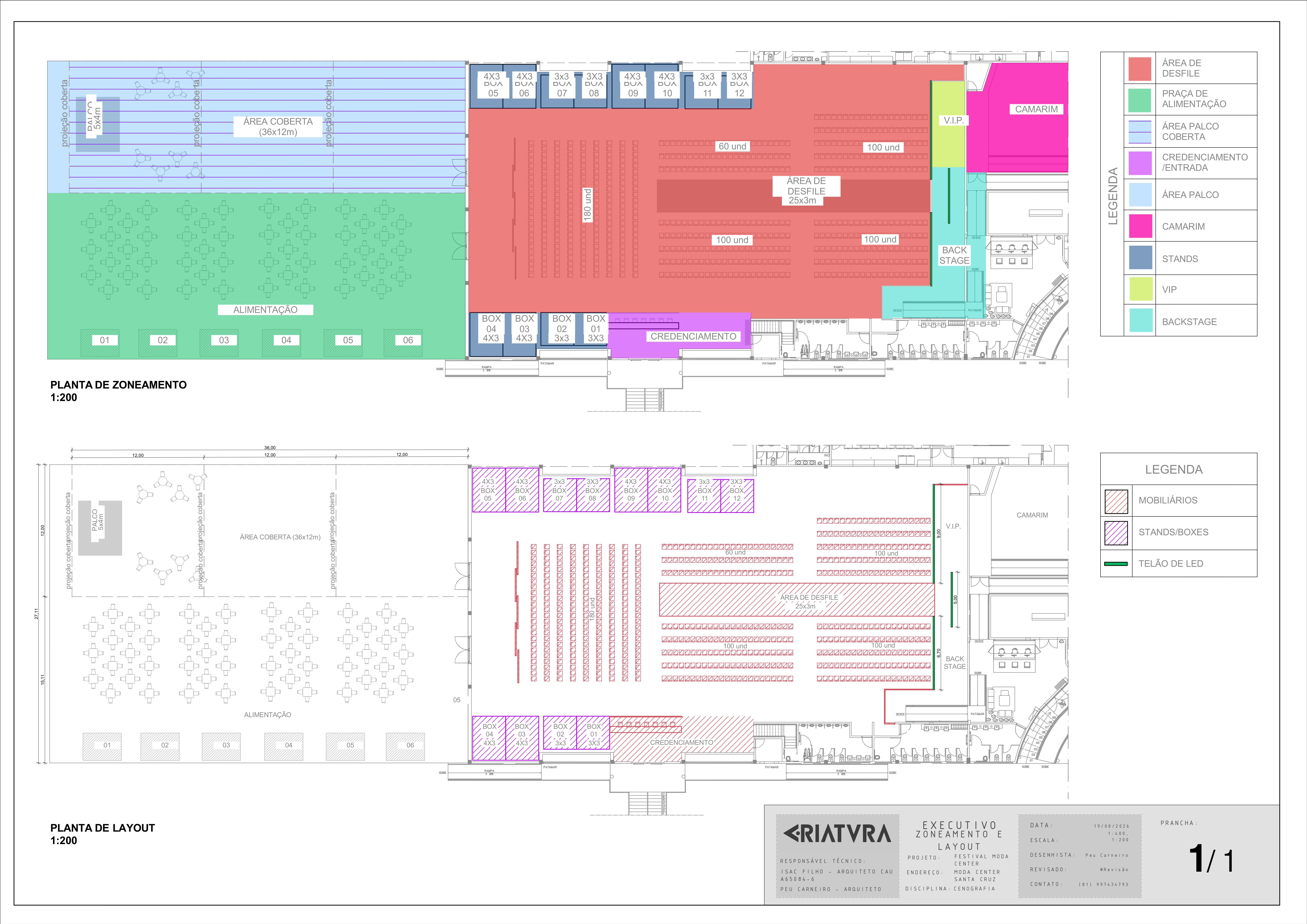 Mapa operacional do Festival Moda Center — planta de zoneamento